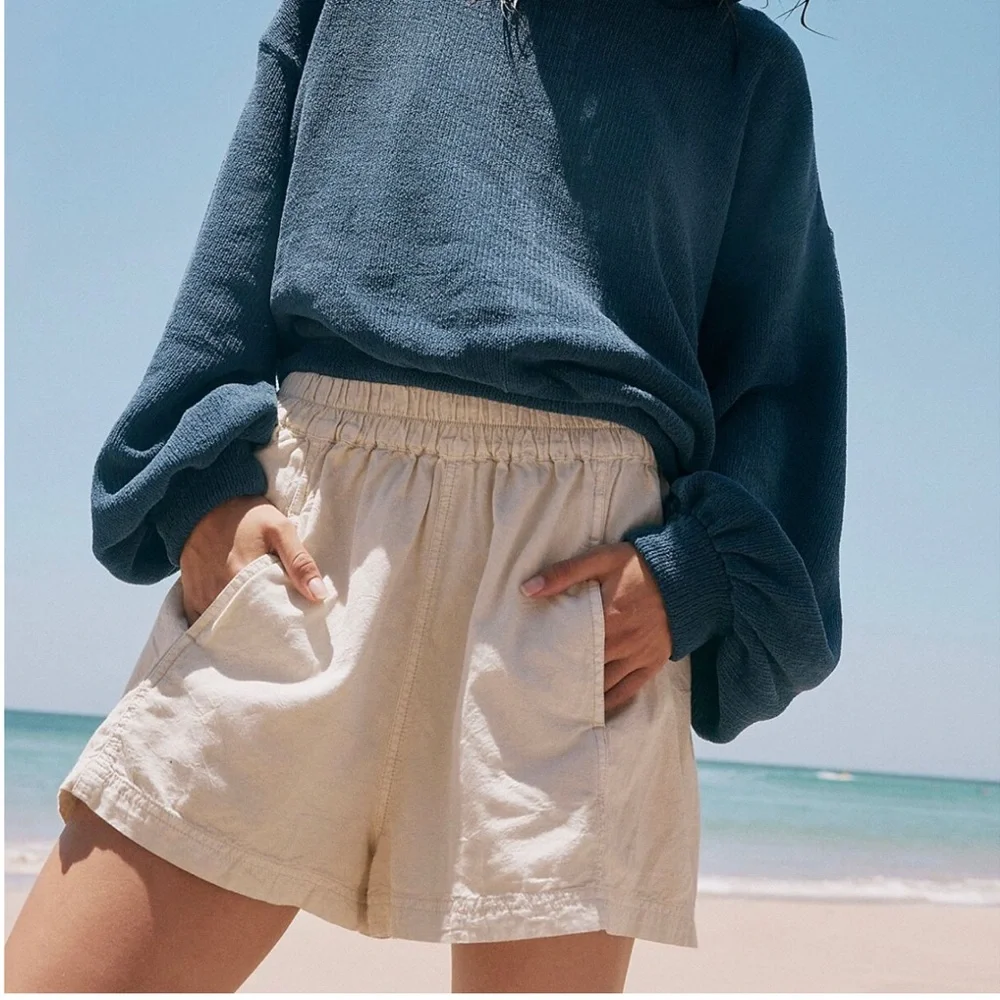 1863. Free People Get Free Poplin Pull On Shorts - Picture 4 of 6